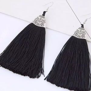 Bohemian fashion tassel earrings New black
